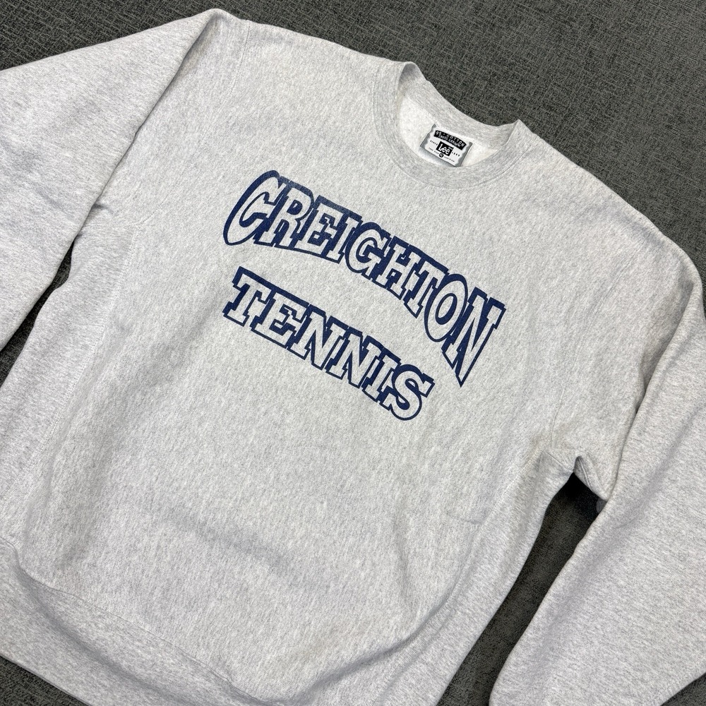 Vintage Lee Creighton Bluejays Tennis Sweatshirt Crewneck‎ Men's XL Gray College